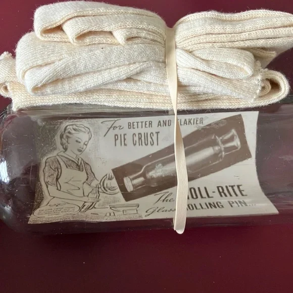 Vintage 1950s Rol-Rite Glass Rolling Dough Pin w Recipe Card Good Housekeeping - Picture 4 of 12